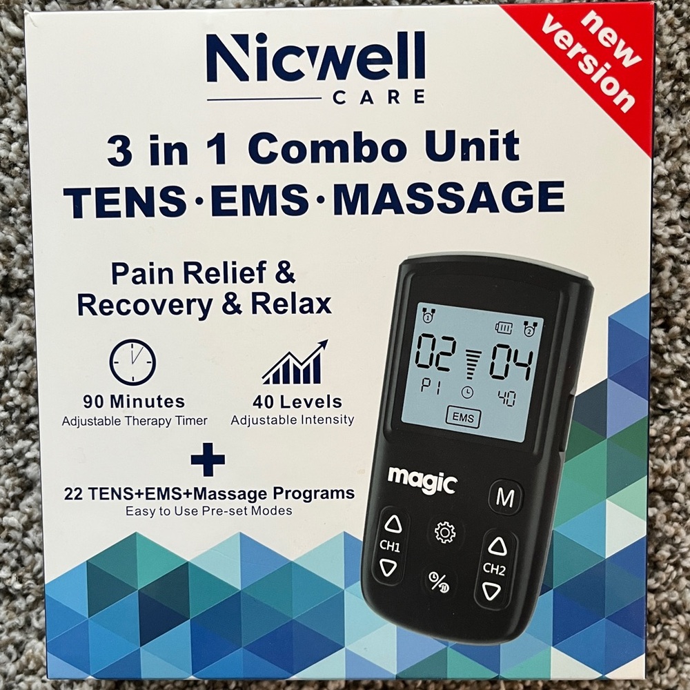 Nicwell | TENS Unit 3 in 1 Electro Therapy EMS Massage | Magic Model Portable